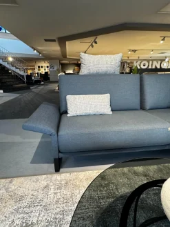 Ecksofa Cara Stoff 14 167 Azurblau Blau Grau Füße Schwarz Inklusive Kopfstützbügel Und Kissen