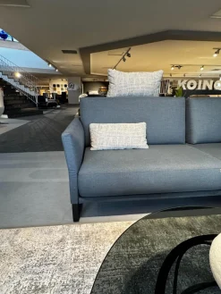 Ecksofa Cara Stoff 14 167 Azurblau Blau Grau Füße Schwarz Inklusive Kopfstützbügel Und Kissen