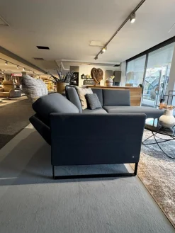 Ecksofa Cara Stoff 14 167 Azurblau Blau Grau Füße Schwarz Inklusive Kopfstützbügel Und Kissen