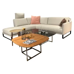 Ecksofa Cara Stoff 22.309 Achalgrau Gestell Kufe In Stahl Schwarz Mit Niedrigem Rückenkissen