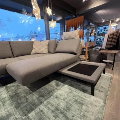 Ecksofa Cara Stoff 14.164 Mittel Eisengrau Stoff 22.202 Hell Staubgrau Füße Schwarz