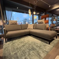 Ecksofa Cara Stoff 14.164 Mittel Eisengrau Stoff 22.202 Hell Staubgrau Füße Schwarz