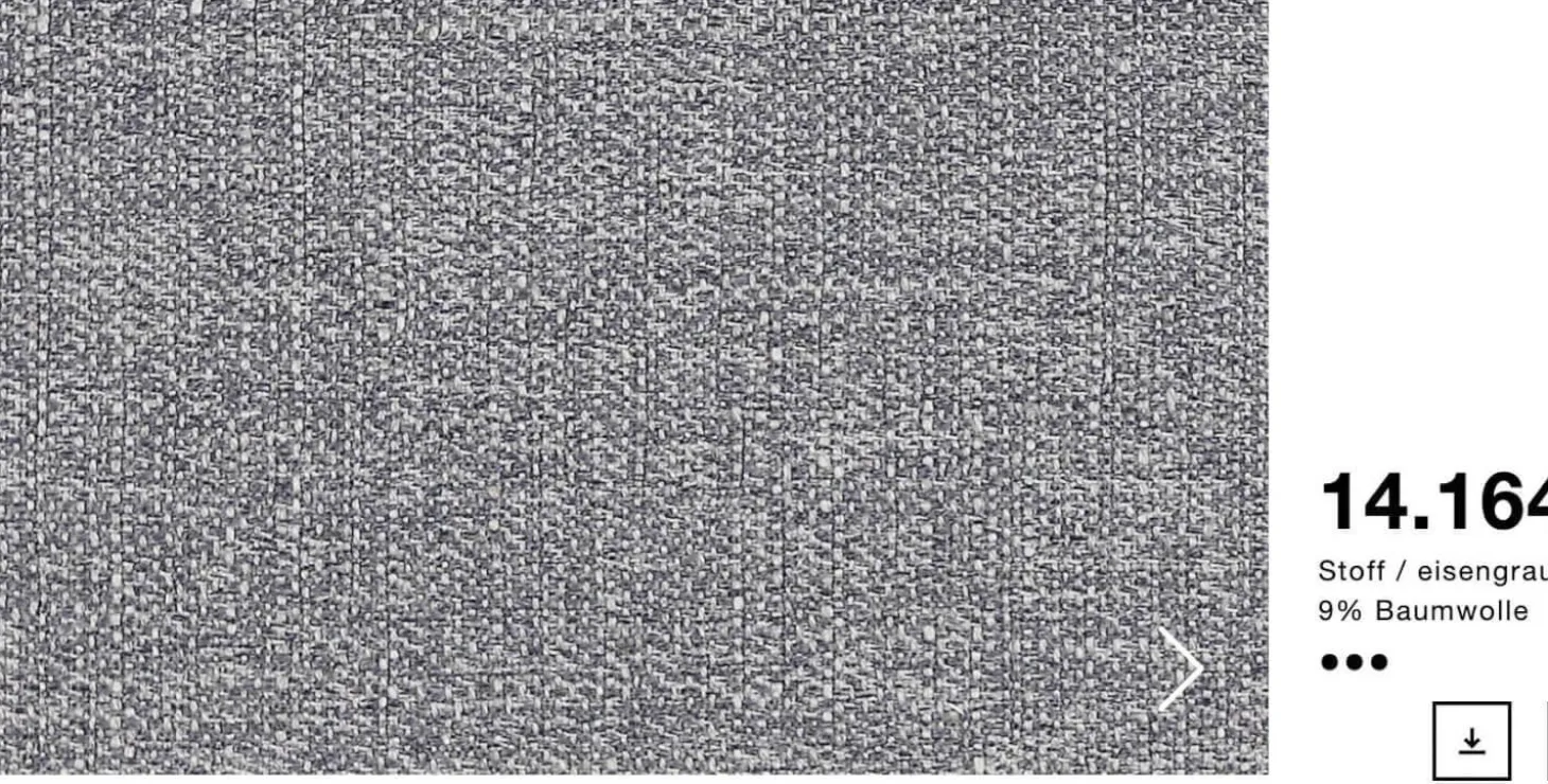 Ecksofa Cara Stoff 14.164 Mittel Eisengrau Stoff 22.202 Hell Staubgrau Füße Schwarz