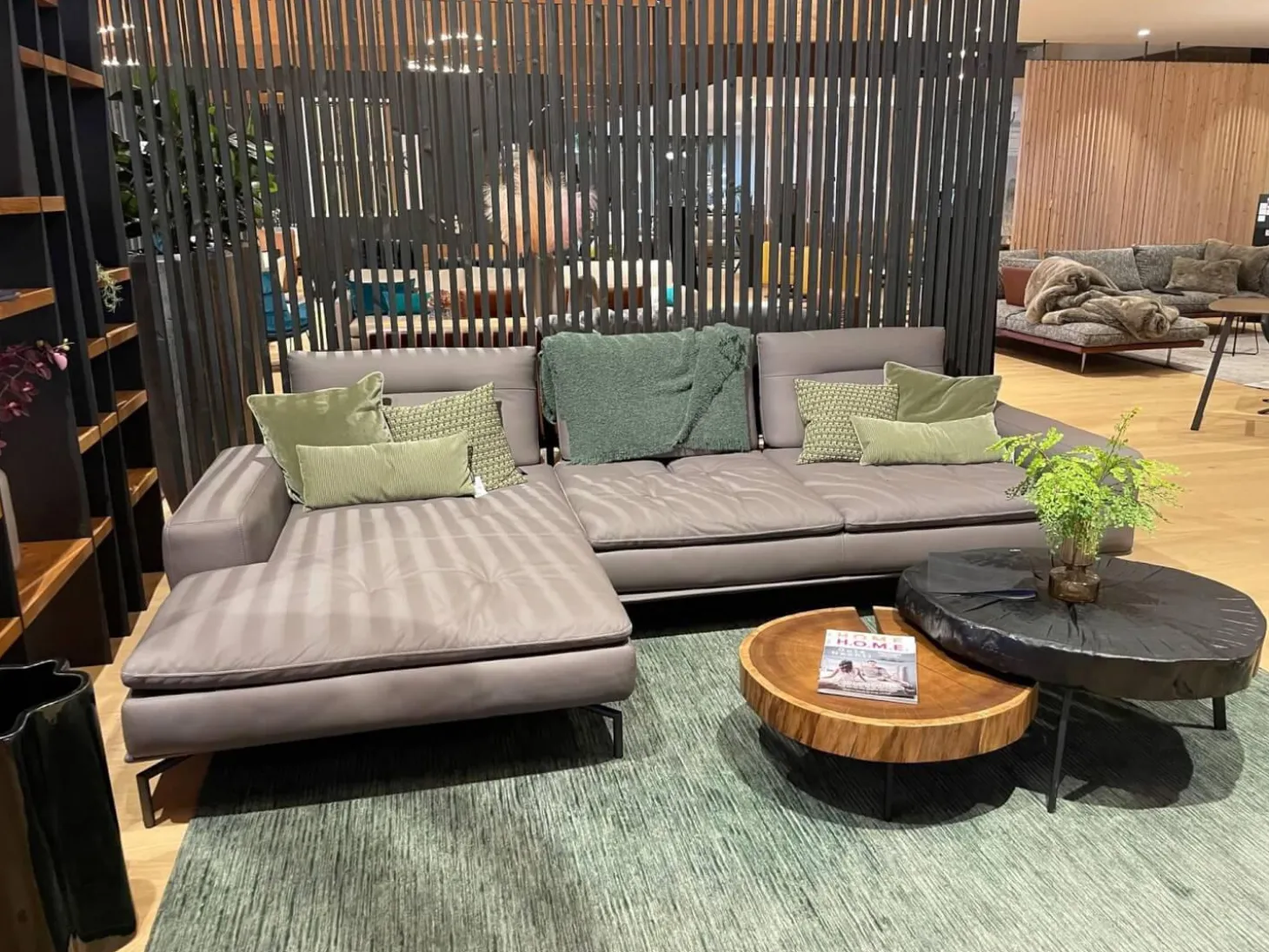 Ecksofa Carlton B Leder Windsor 12 Grigio Scruo Grau Füße Matt Anthrazit