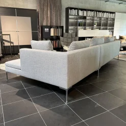 Ecksofa Charles Stoff Esopo 2522151 Hellgrau Füße Aluminium Poliert mit Kissen