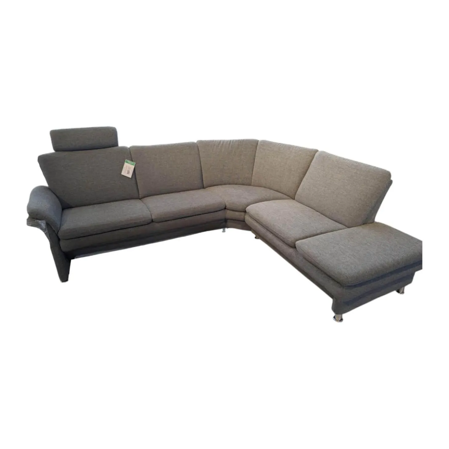 Ecksofa Chronos Stoff Medusa Rauchblau Grau Blau Metallfuß M01 Poliert Armlehne Klappbar Inklusive Kopfstütze