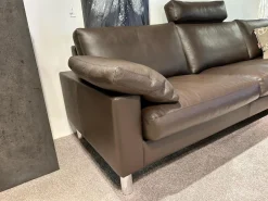Ecksofa CL 500 Leder 43 Mocca Braun mit Fuß- und Kopfstütze