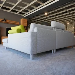 Ecksofa Classic 500 Stoff Sugar 2010 80 Grau Metallfüße Hochglanz Inklusive Hocker Und Kissen