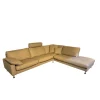 Ecksofa Classics 500 Leder 43.400 Stone Grau Fuß CL80 Hochglanz mit 3 Kissen
