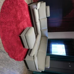 Ecksofa Classics Stoff Sugar Natur Fuß 59 Aluminium mit Hocker