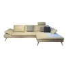 Ecksofa Collina Leder WP Ecru L50 Beige Metallfüße Gebürstet Inklusive Kopfstütze