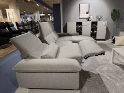 Ecksofa Comfortmaster Spektra 1487 Stoff Loop 02 Jet Hellgrau Metallkufe Anthrazit Motorisch Verstellbar