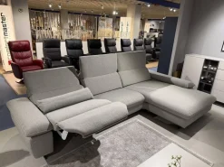 Ecksofa Comfortmaster Spektra 1487 Stoff Loop 02 Jet Hellgrau Metallkufe Anthrazit Motorisch Verstellbar