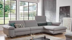 Ecksofa Comfortmaster Spektra 1487 Stoff Loop 02 Jet Hellgrau Metallkufe Anthrazit Motorisch Verstellbar