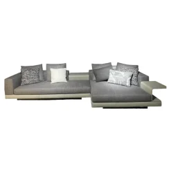 Ecksofa Connery Stoff Bright 05 Peltro Grau Gestell Leder Aspen 06 Pomice Grau Mit Ablage Rechts