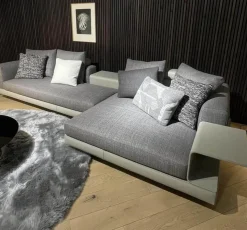 Ecksofa Connery Stoff Bright 05 Peltro Grau Gestell Leder Aspen 06 Pomice Grau Mit Ablage Rechts