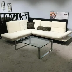 Ecksofa Cono Stoff Empire Beige Kufengestell Nickel Satiniert Inklusive Kissen