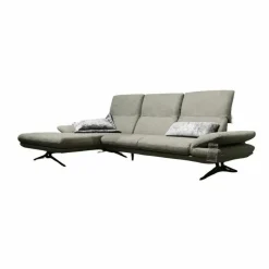 Ecksofa Cono Stoff Kaleido Grau Braun Kufengestell Metall Schwarz Inklusive Kissen