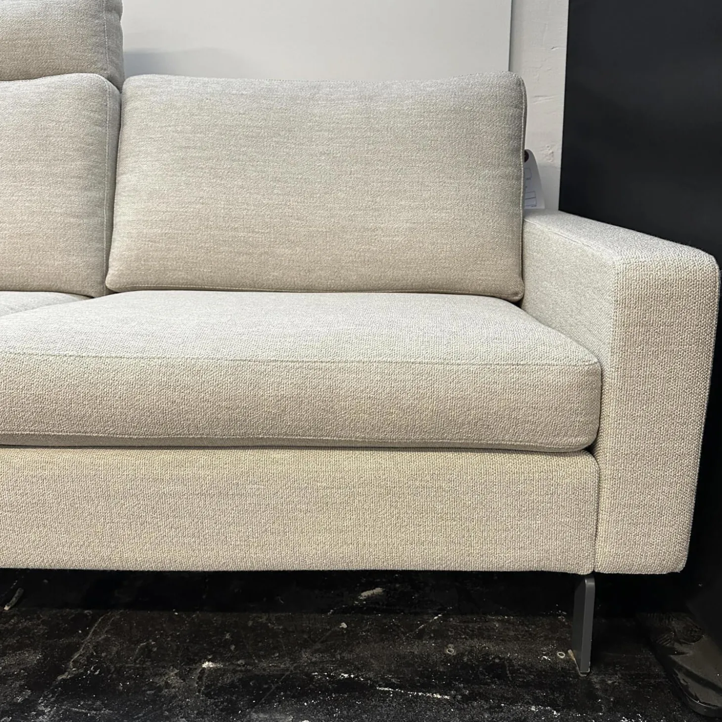 Ecksofa Conseta Bezug Stoff 8081 Muschel Grau Schmalfüße Anthrazit inklusive Kopfstütze