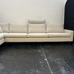 Ecksofa Conseta Bezug Stoff 8081 Muschel Grau Schmalfüße Anthrazit inklusive Kopfstütze