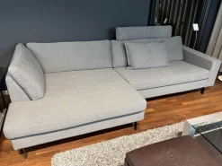 Ecksofa Conseta Stoff 9131 Anthrazit mit Kissen und Kopfstütze