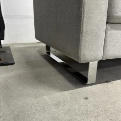 Ecksofa Conseta Stoff 8158 Ecru Grau Weiß Metallkufen Verchromt Mit Filzgleitern