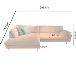 Ecksofa Conseta Stoff 9121 Flamingo Rosa Schmalfuß Metall Lack 3012 Rosa Inklusive Kissen