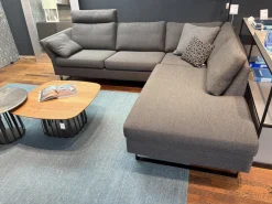 Ecksofa Conseta Stoff 7146 Grau mit Kissen und Kopfstütze