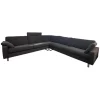 Ecksofa Conseta Stoff 8078 Tabak Anthrazit Metallkufe F04 Stahl Feinstruktur Mit Kopfstütze