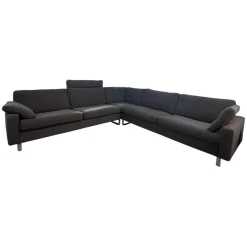 Ecksofa Conseta Stoff 8078 Tabak Anthrazit Metallkufe F04 Stahl Feinstruktur Mit Kopfstütze