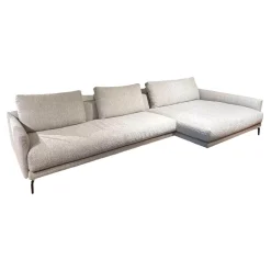 Ecksofa Cuneo 60 Bezug Stoff Verati Silvera 19 Greige Grau Metallfüße Schwarz Lackiert