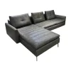 Ecksofa Dyo Leder L3162G Silky Grau Fuß Aluminium Matt Gebürstet Mit Wendekissen