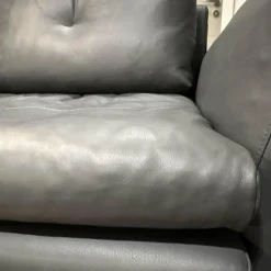 Ecksofa Dyo Leder L3162G Silky Grau Fuß Aluminium Matt Gebürstet Mit Wendekissen