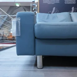 Ecksofa E 200 Leder Paloma Sparrow Blue Blau Füße Metall Mit Kopfstütze
