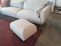 Ecksofa Eden Stoff Thuile C0002 Grau Creme Fuße Metall Bronze Schwarz Pulverbeschichtet Inklusive Hocker Und 3 Kissen