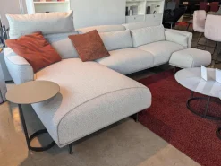 Ecksofa Eden Stoff Thuile C0002 Grau Creme Fuße Metall Bronze Schwarz Pulverbeschichtet Inklusive Hocker Und 3 Kissen