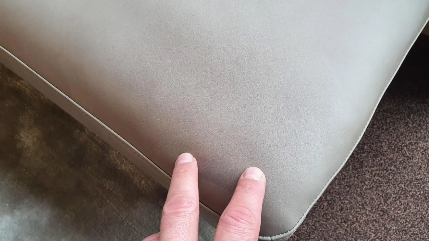 Ecksofa Ego Leder Stone Grey mit Nackenrolle