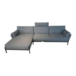 Ecksofa Enna Stoff Mondo 007 Piombo Grau Gestell Epoxy Granite Anthrazit Matt Inklusive Kopfstütze