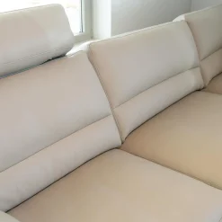 Ecksofa Esparo 400 Bezug Leder I 43.210 Creme Kufen 8 HG Mit Kopfstütze Und Armlehnkissen