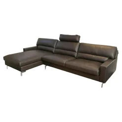 Ecksofa Esparo 400 Leder J 42.090 Braun Schwarz Fußstütze Leder J 42.090