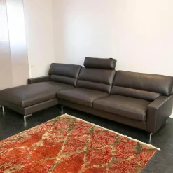 Ecksofa Esparo 400 Leder J 42.090 Braun Schwarz Fußstütze Leder J 42.090