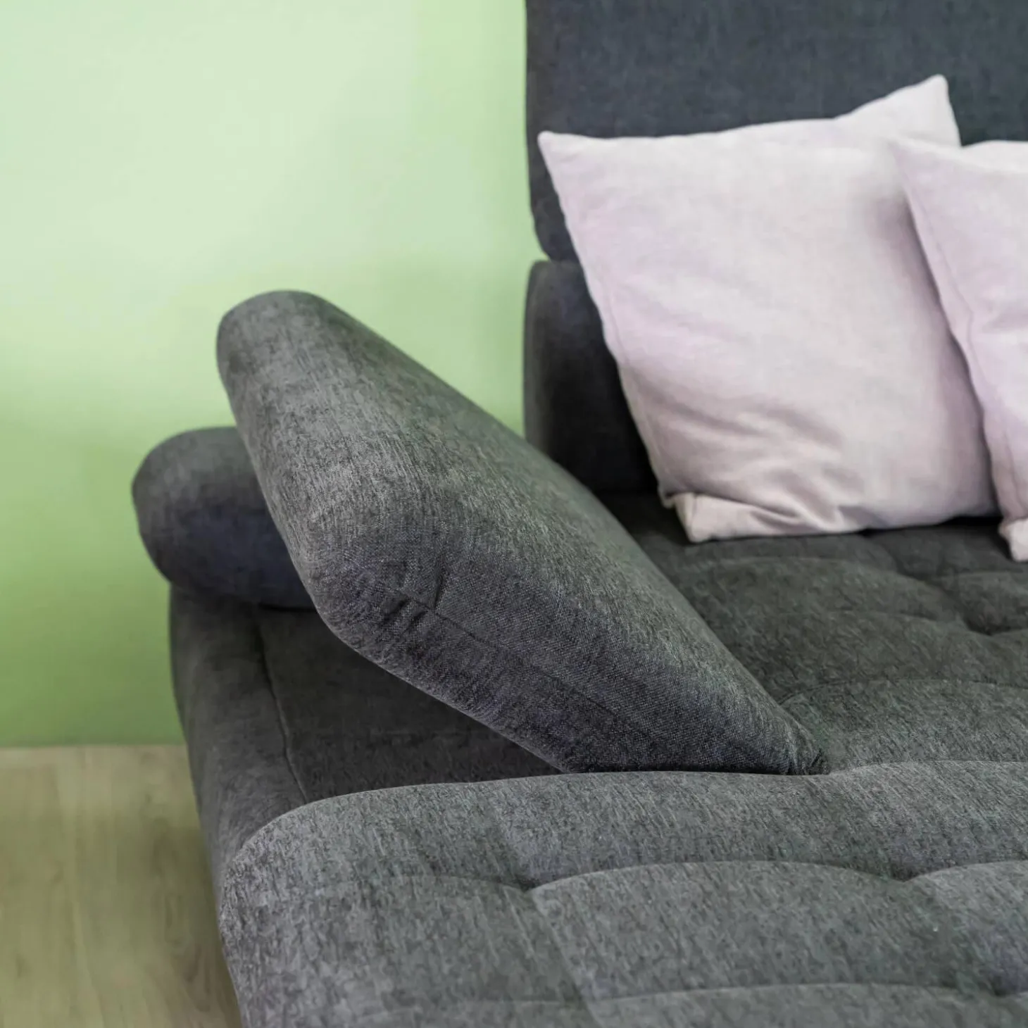 Ecksofa Family Style Stoff Guard Graphit 66 Metallfüße 4.26 Silber Inklusive Verstellungen