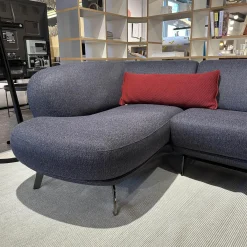 Ecksofa Flint Stoff Varese Bleu Grau Blau Füße Rauchchrom