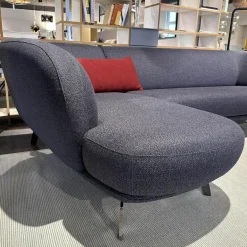 Ecksofa Flint Stoff Varese Bleu Grau Blau Füße Rauchchrom