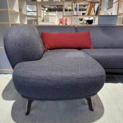 Ecksofa Flint Stoff Varese Bleu Grau Blau Füße Rauchchrom