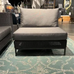 Ecksofa Fontana Outdoor Geflecht Basaltgrau Bezug Seidengrau Gestell Aluminium