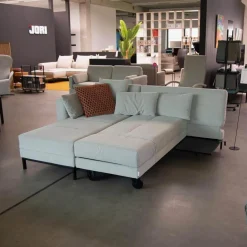 Ecksofa Four Two Soft Stoff 4430 90 Grau Beige Füße Schwarz Mit Tischmodul Schwarz Lackiert Und Schlaffunktion
