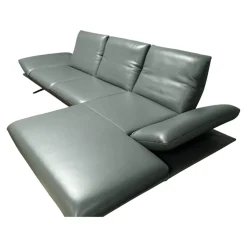 Ecksofa Francis Leder C Classic Pepper Grau Metallkufe Nickel