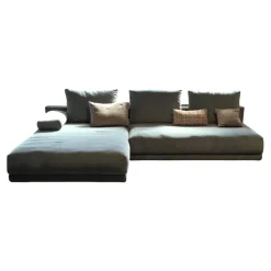 Ecksofa Freistil 142 Stoff Blau Grau Füße Kunststoff Schwarz Inklusive Kissen