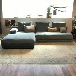 Ecksofa Freistil 142 Stoff Blau Grau Füße Kunststoff Schwarz Inklusive Kissen